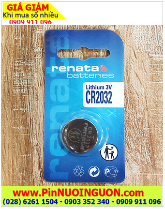 Renata CR2032, Pin 3v lithium Renata CR2032 225mAh chính hãng Swiss Made (Loại vỉ 01viên)